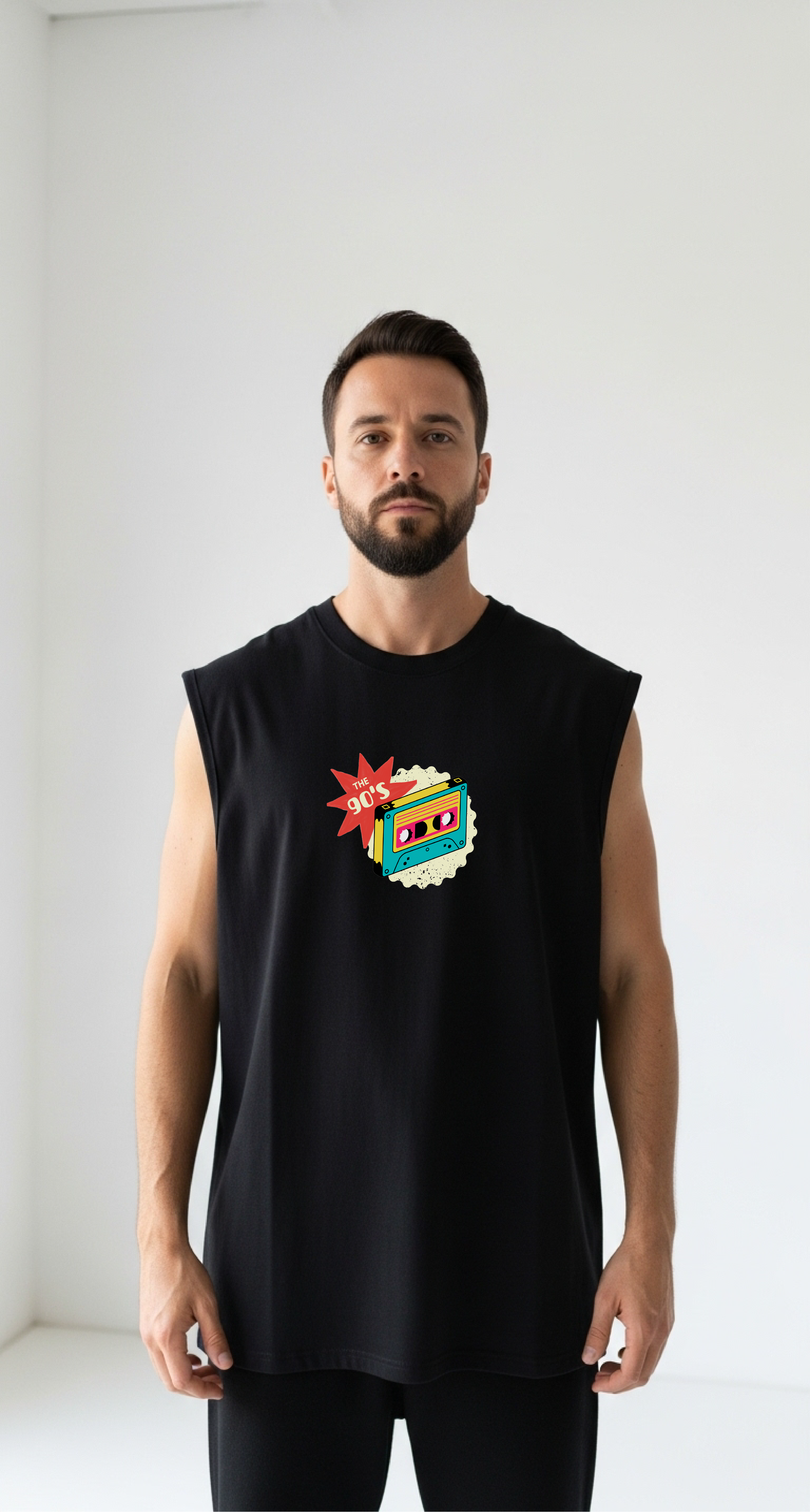 The 90's - Fitness Uyumlu Baskılı Unisex Sıfırkol T-shirt - Regular Kalıp