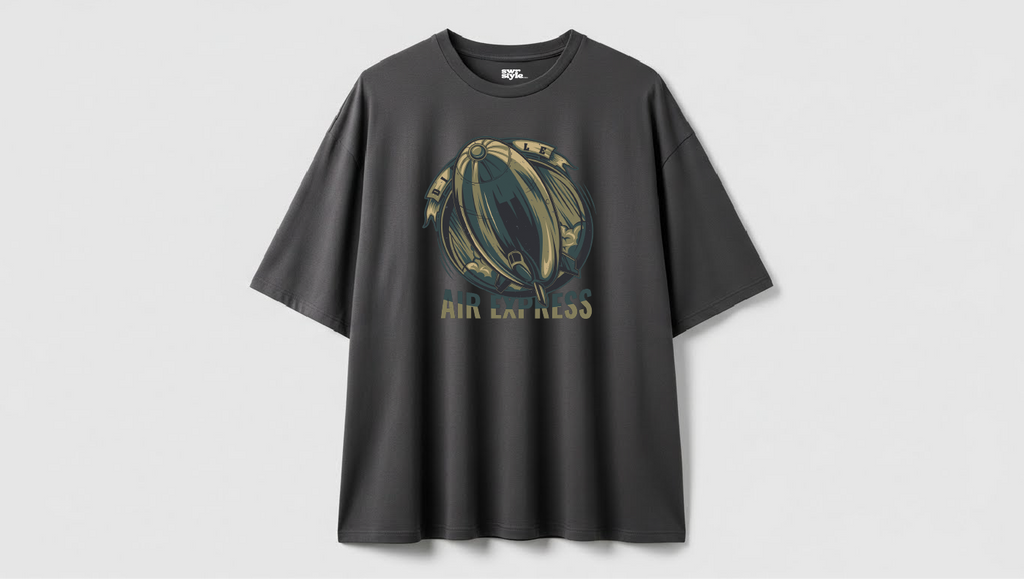 Air Express - Baskılı Unisex Tişört - Oversize Kalıp