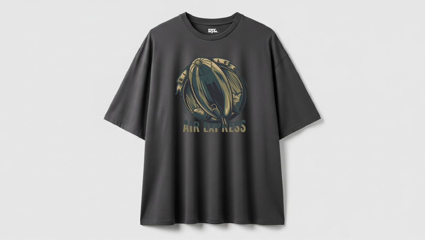 Air Express - Baskılı Unisex Tişört - Oversize Kalıp