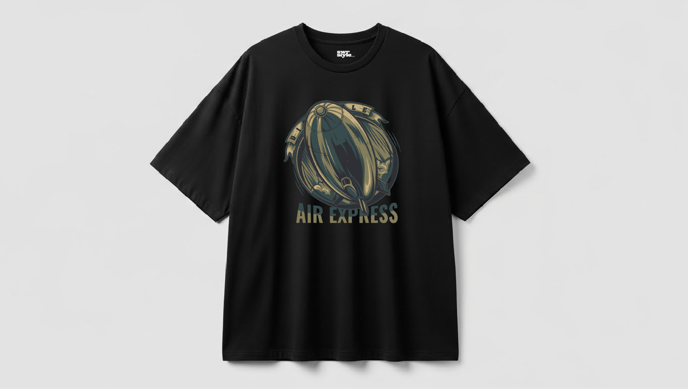 Air Express - Baskılı Unisex Tişört - Oversize Kalıp
