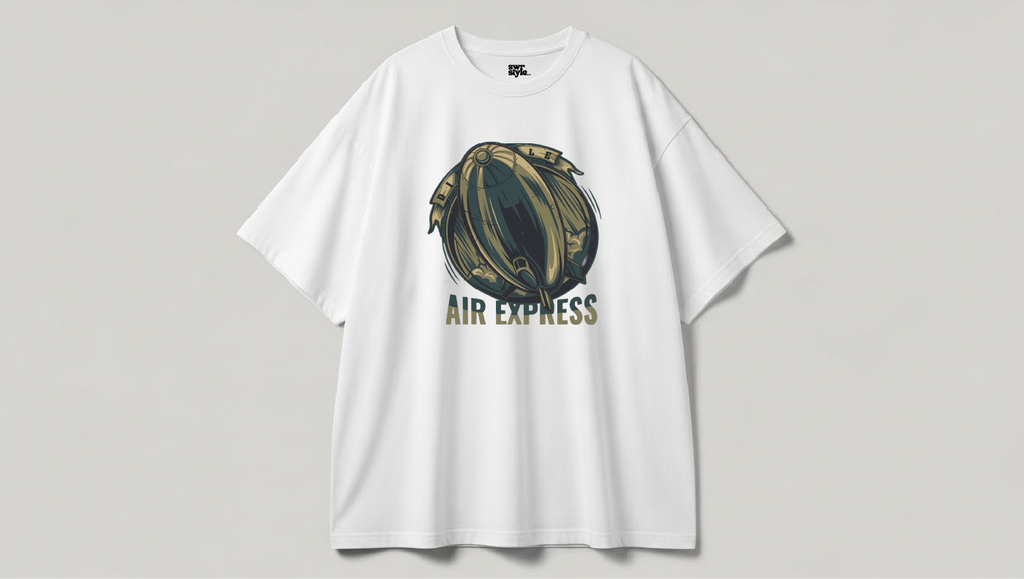 Air Express - Baskılı Unisex Tişört - Oversize Kalıp