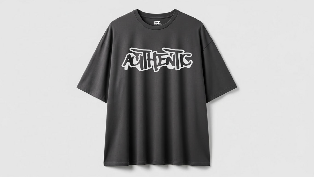 Authentic - Baskılı Unisex Tişört - Oversize Kalıp