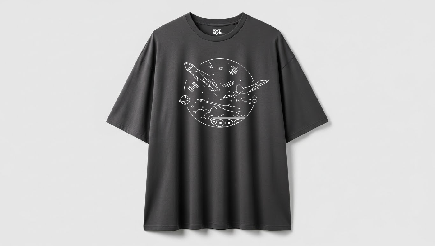 Baskılı Unisex Tişört - Oversize Kalıp