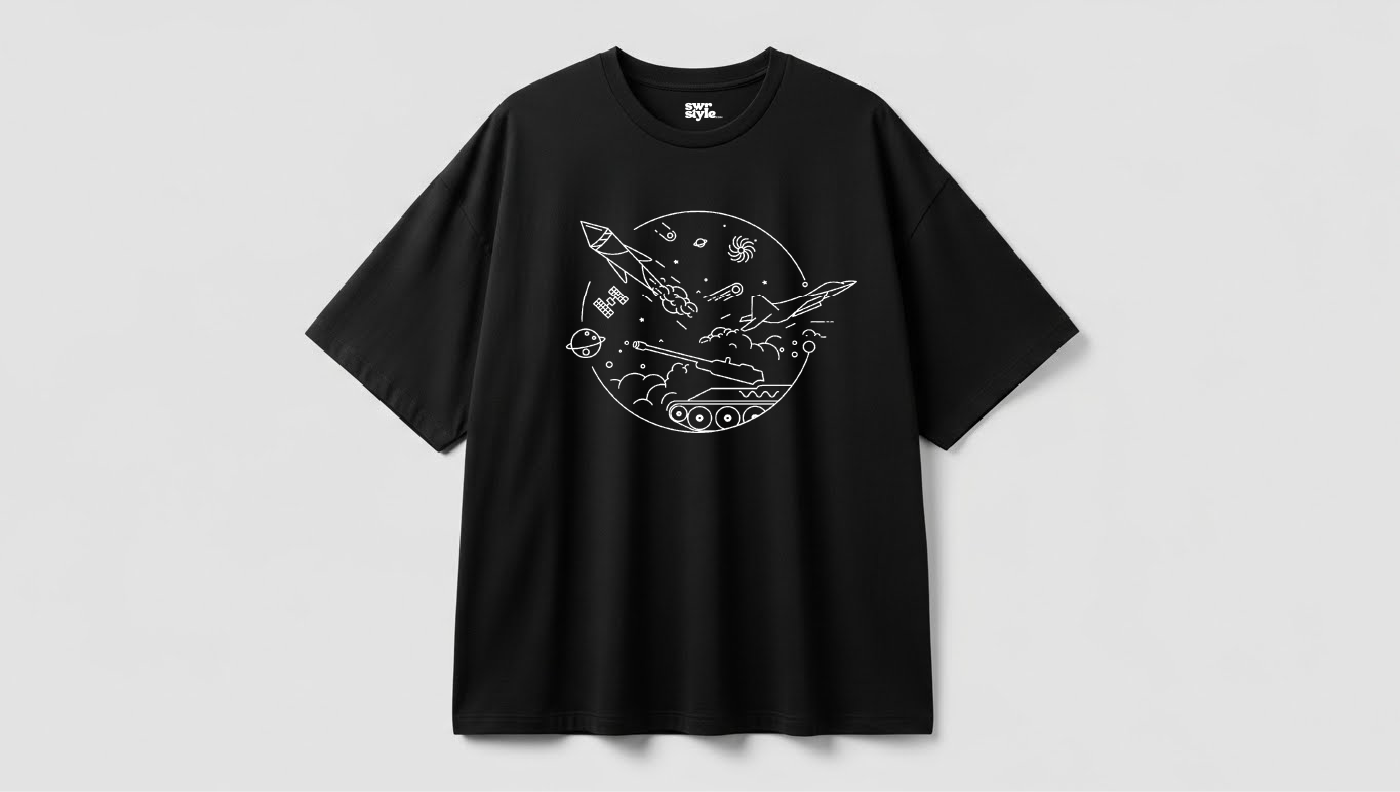 Baskılı Unisex Tişört - Oversize Kalıp