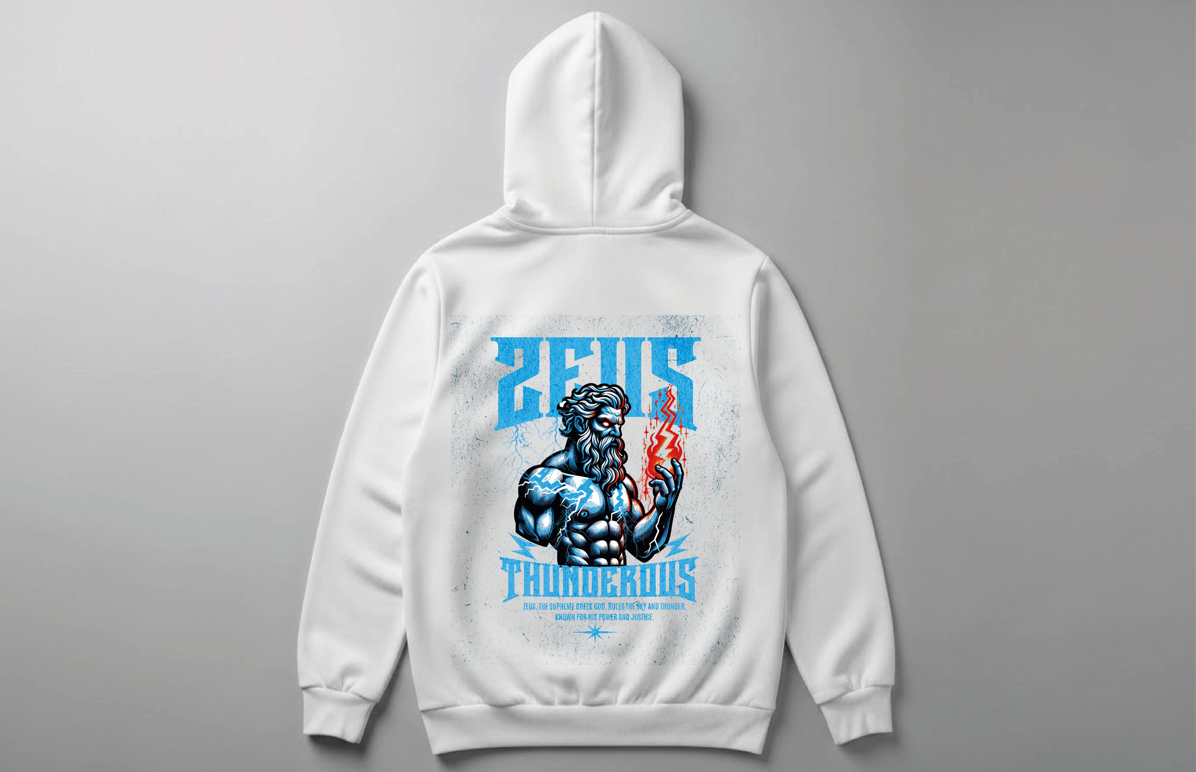 Zeus Thunderous - Unisex Sırt Baskılı Unisex Hoodie - Regular Kalıp