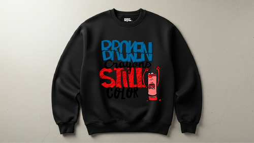 Broken - Baskılı Unisex Sweatshirt - Regular Kalıp