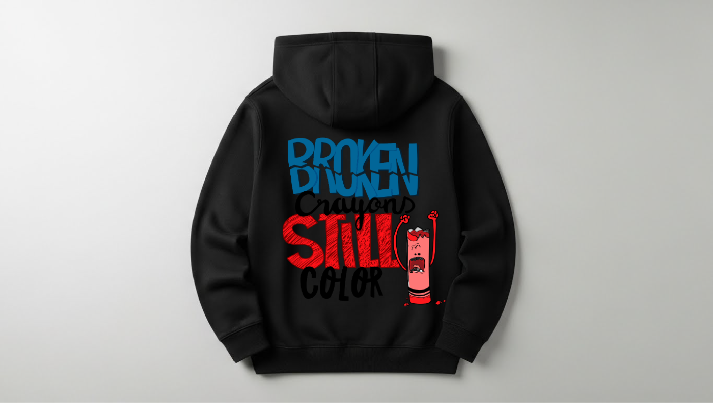 Broken - Ön Arka Baskılı Unisex Hoodie - Regular Kalıp
