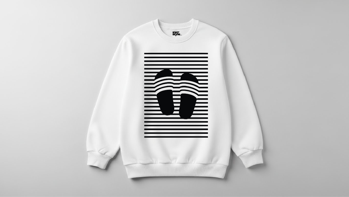 Çizgili - Baskılı Unisex Sweatshirt - Regular Kalıp