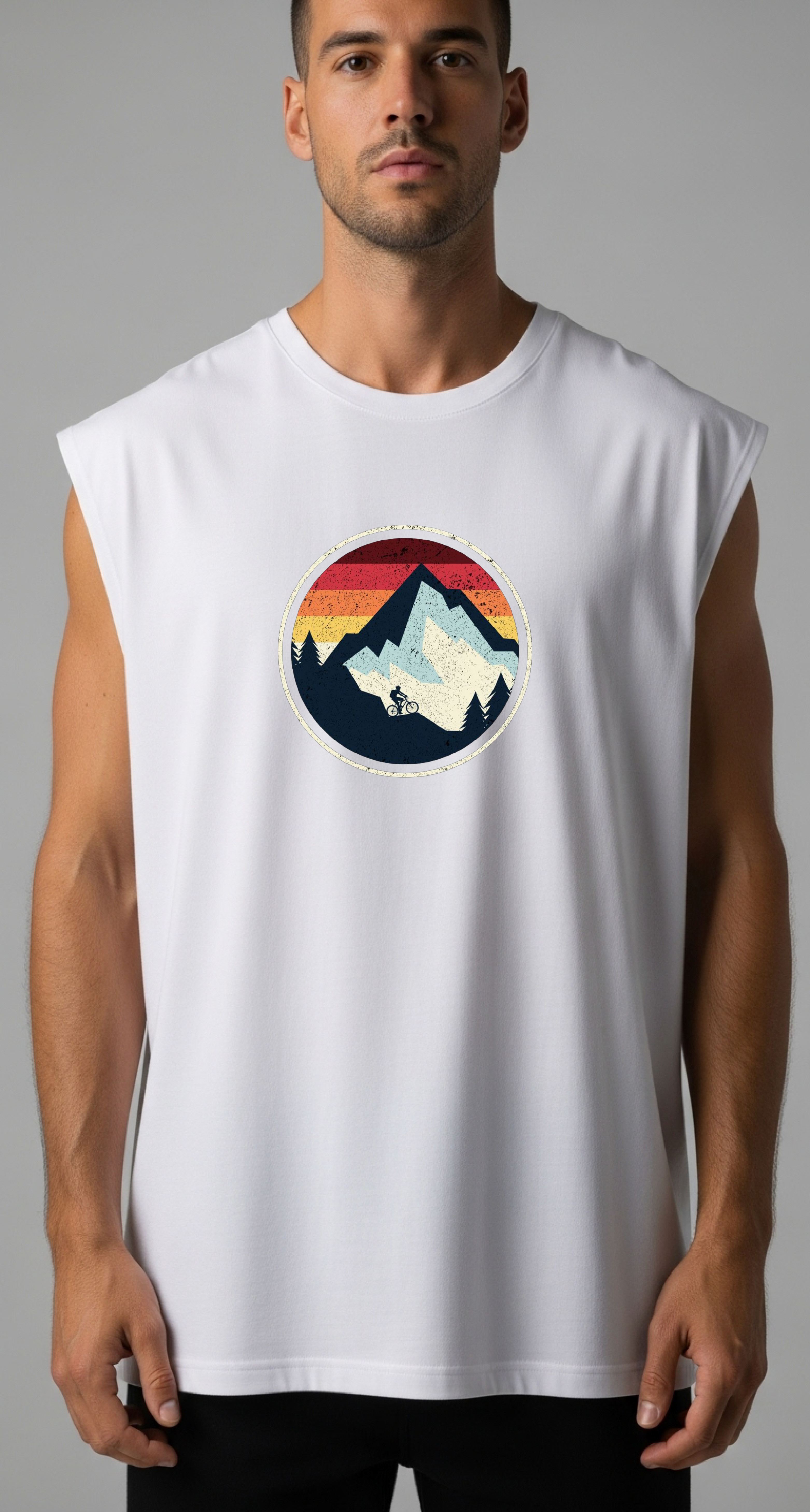 Fitness Uyumlu Baskılı Unisex Sıfırkol T-shirt - Regular Kalıp