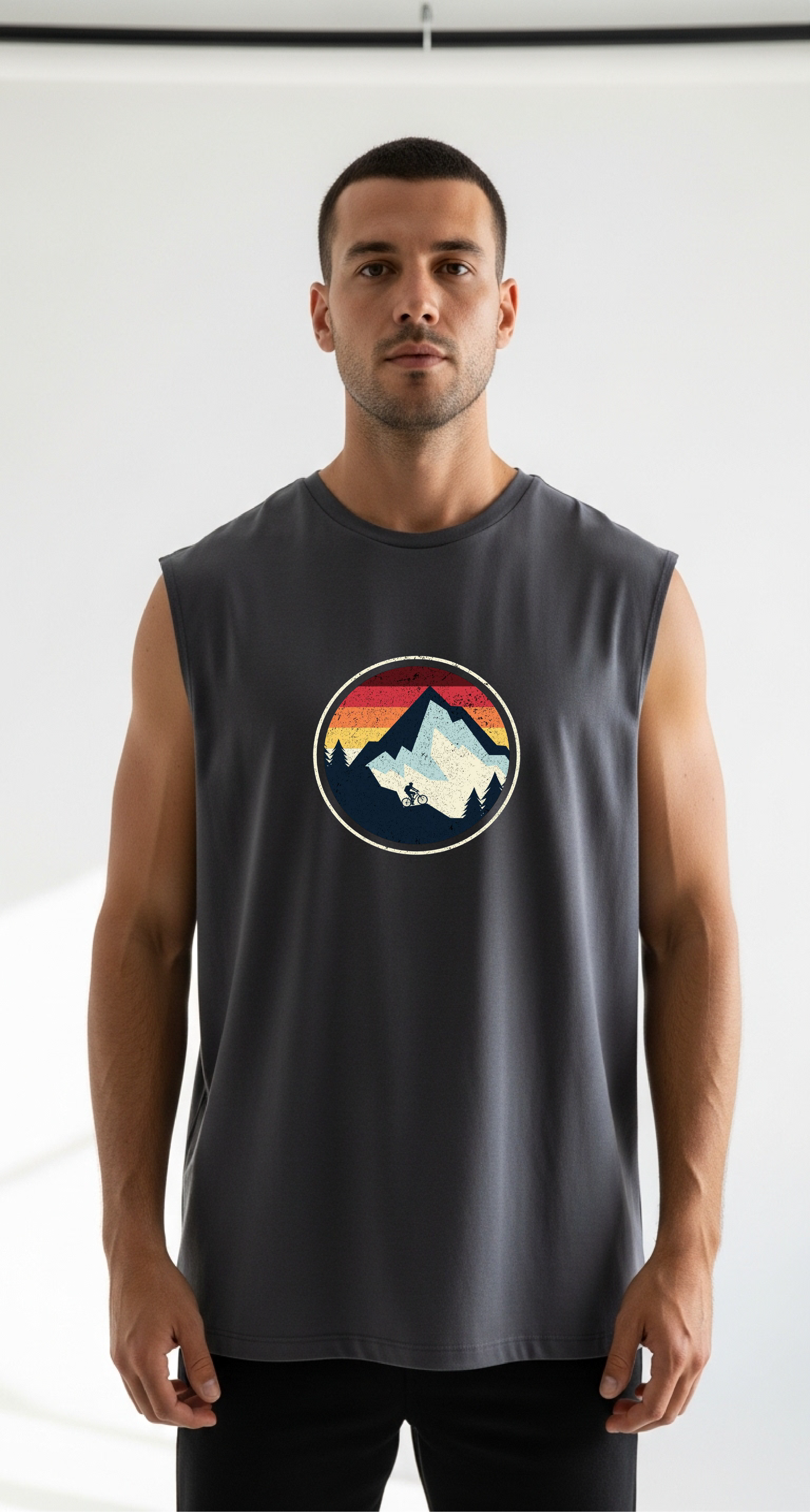 Fitness Uyumlu Baskılı Unisex Sıfırkol T-shirt - Regular Kalıp