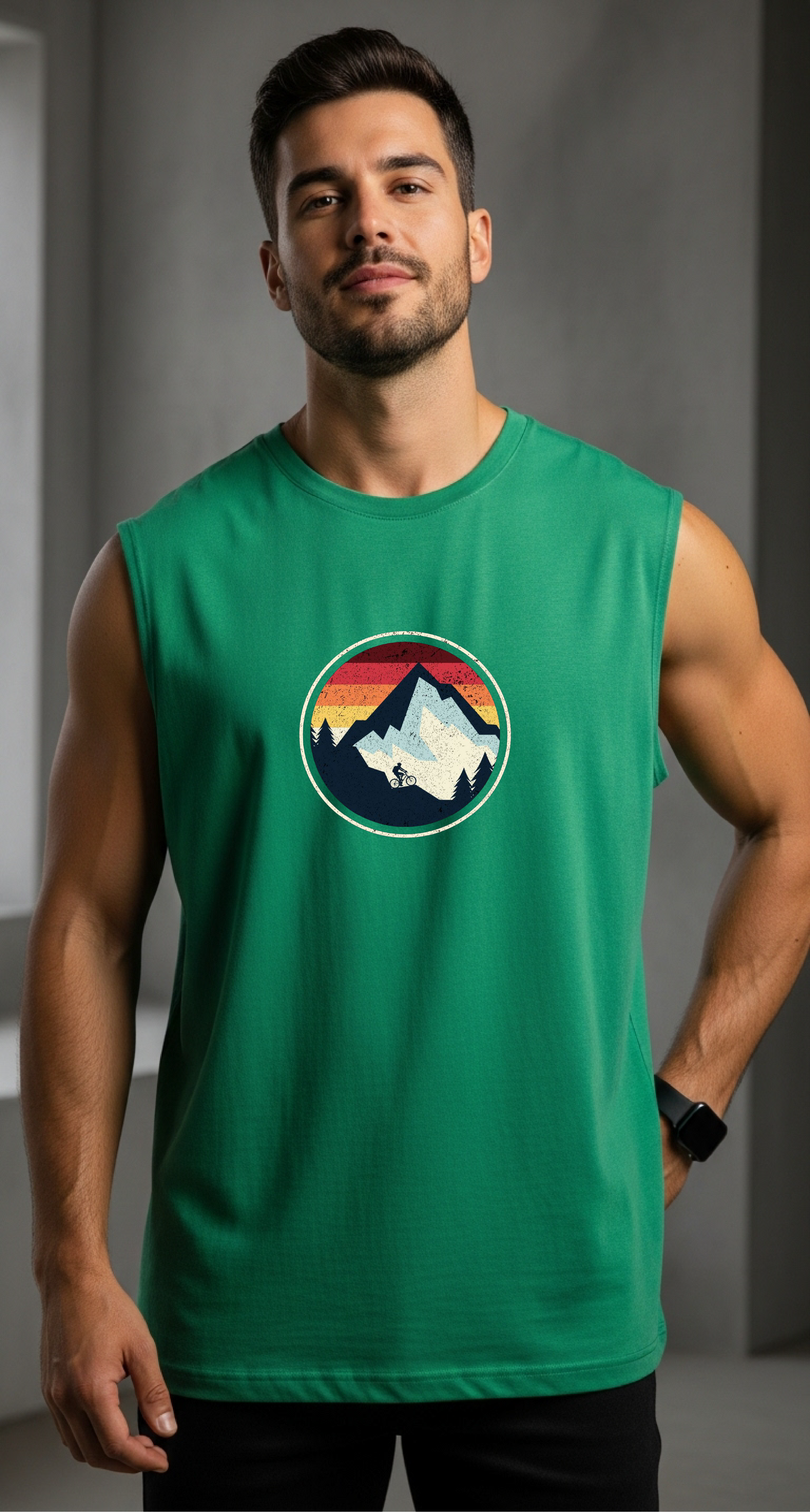 Fitness Uyumlu Baskılı Unisex Sıfırkol T-shirt - Regular Kalıp