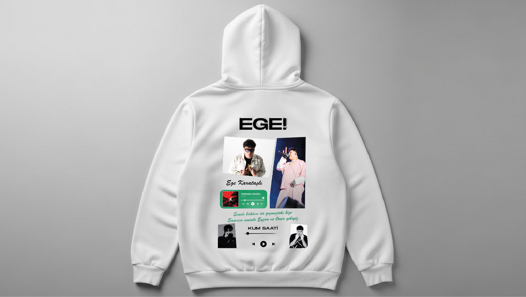 Ege - Baskılı Unisex Hoodie - Regular Kalıp