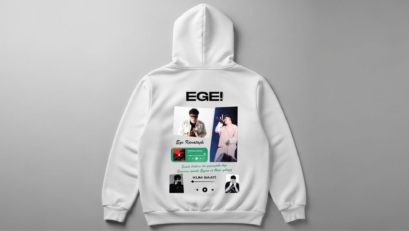 Ege - Baskılı Unisex Hoodie - Regular Kalıp