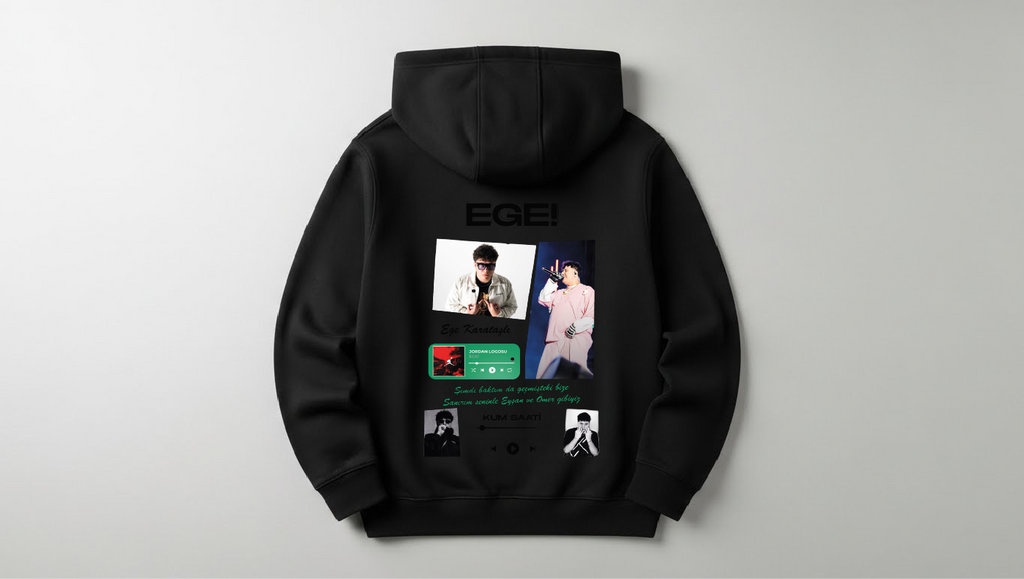 Ege - Baskılı Unisex Hoodie - Regular Kalıp