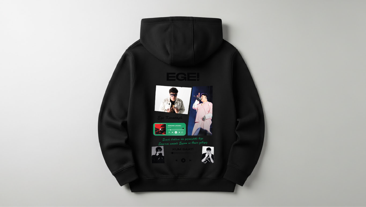 Ege - Baskılı Unisex Hoodie - Regular Kalıp