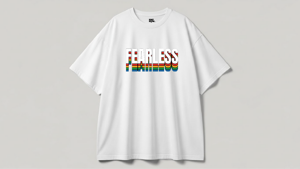 Fearless - Baskılı Unisex tişört - Oversize Kalıp