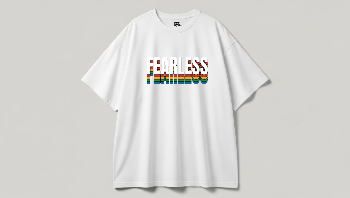 Fearless - Baskılı Unisex tişört - Oversize Kalıp