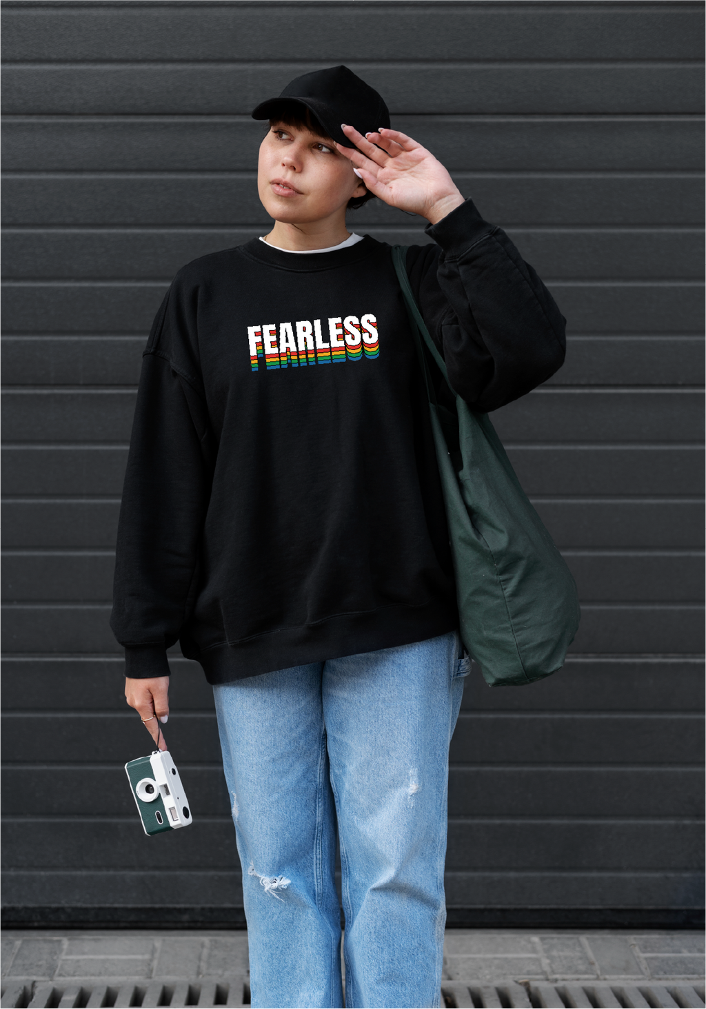 Fearless - Baskılı Kadın Sweatshirt - Regular Kalıp