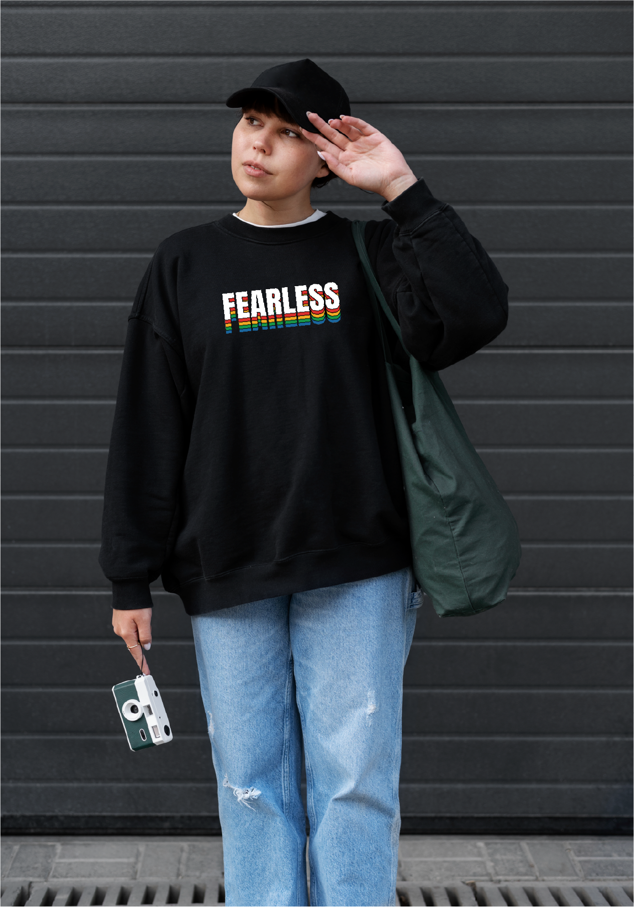 Fearless - Baskılı Kadın Sweatshirt - Regular Kalıp