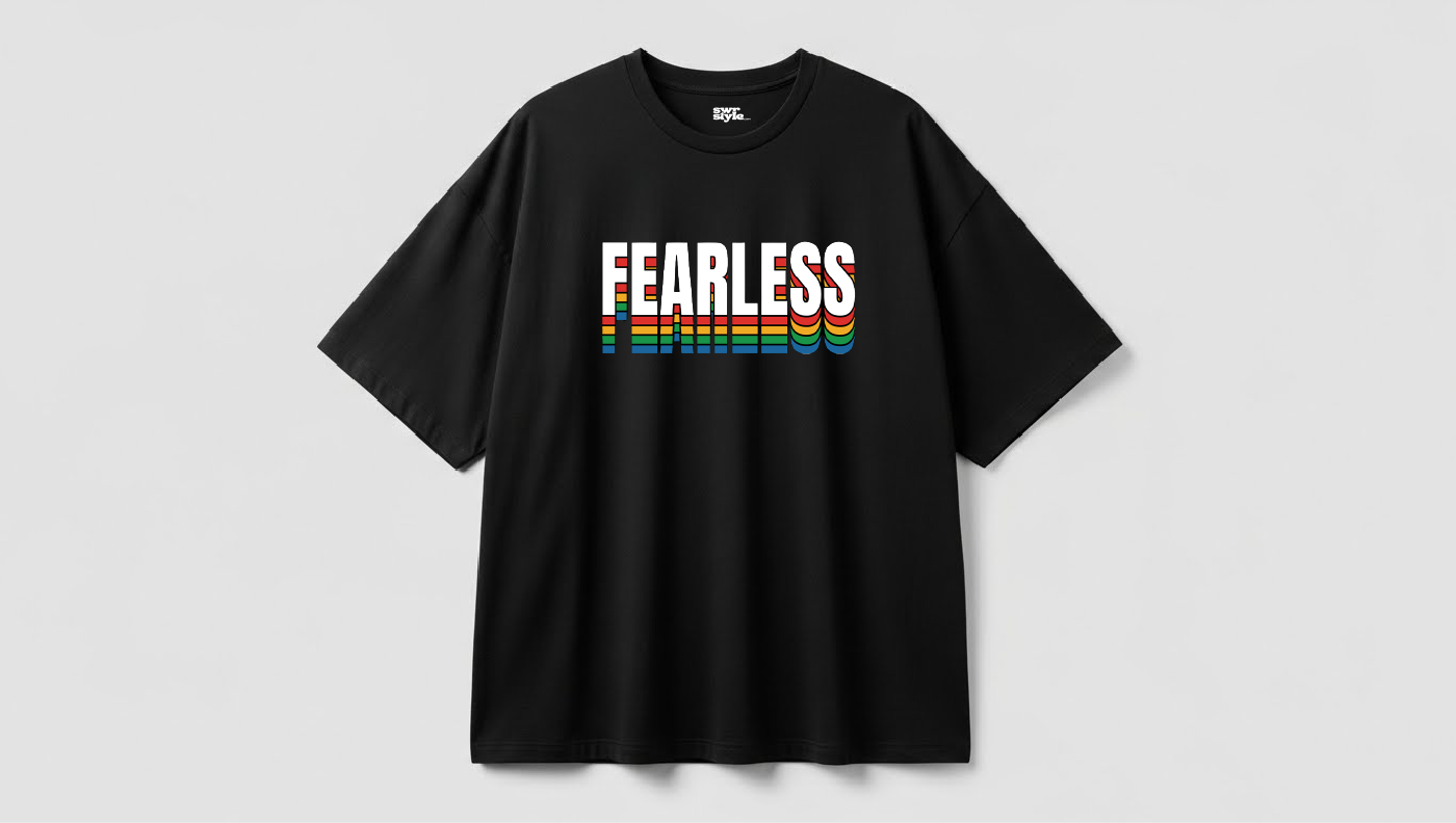Fearless - Baskılı Unisex tişört - Oversize Kalıp