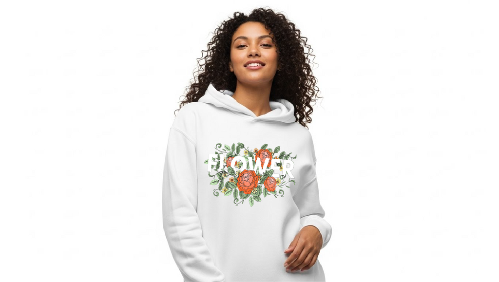 Flower - Baskılı Kadın Hoodie - Regular Kalıp