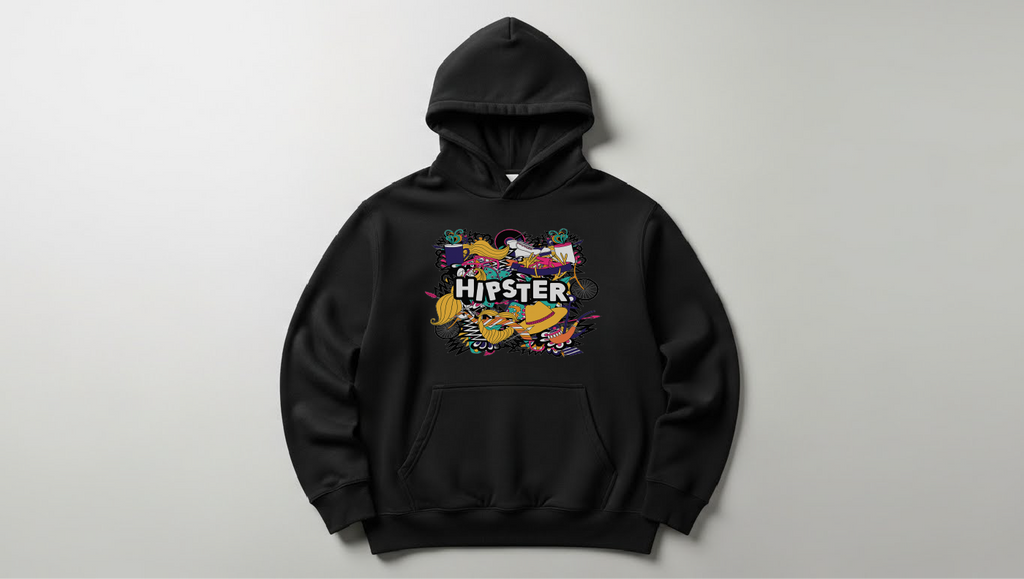 Hıpster - Baskılı Kadın Hoodie - Regular Kalıp