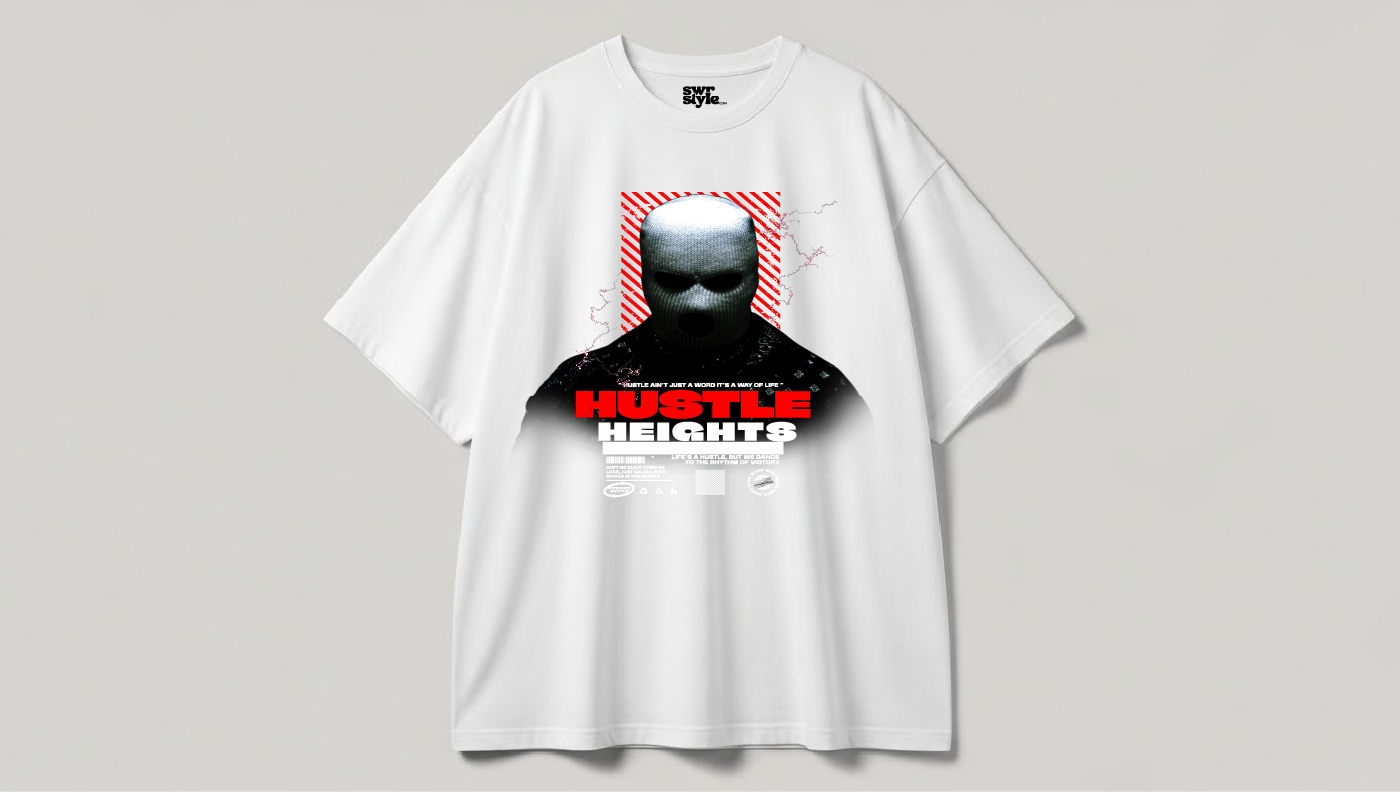 Hustle - Baskılı Unisex Tişört - Oversize Kalıp