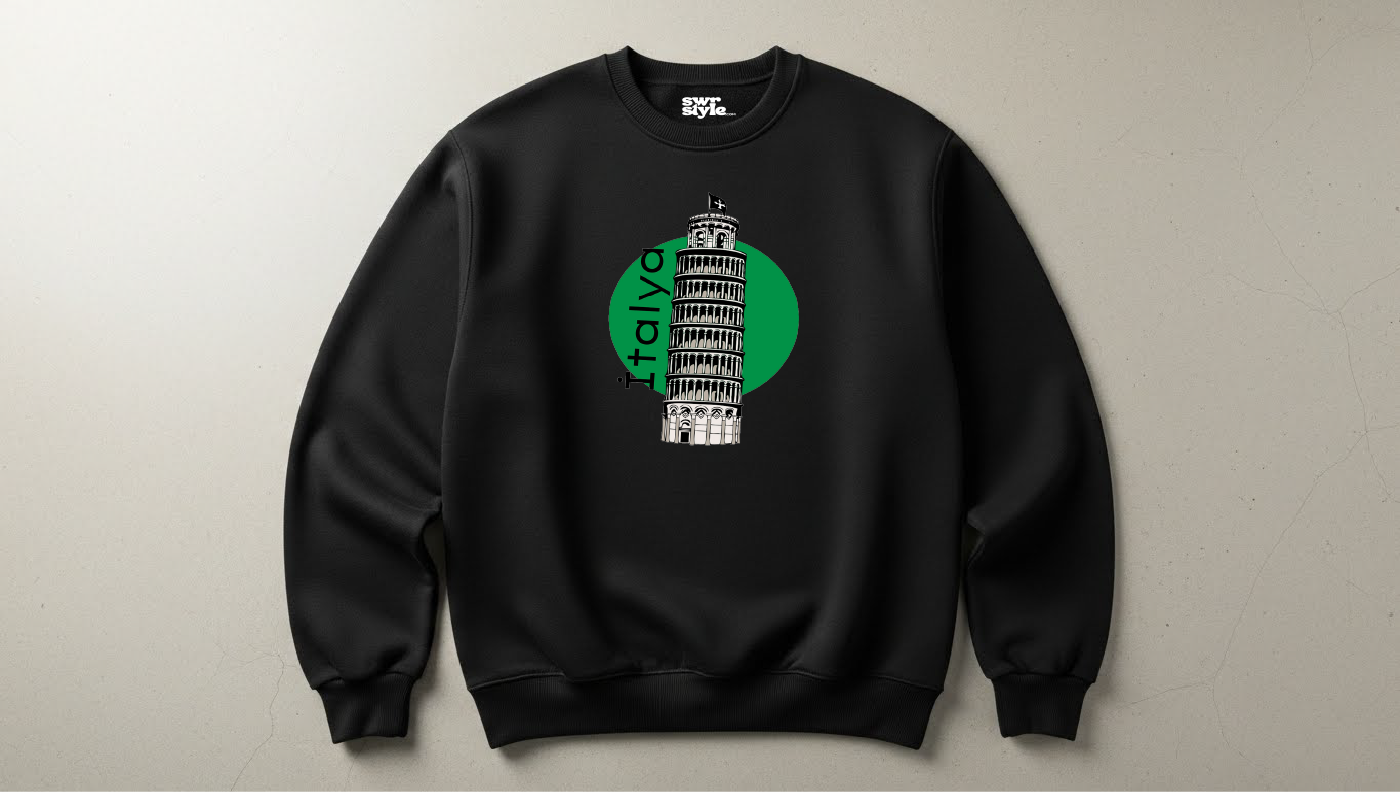 İtalya - Baskılı Unisex sweatshirt - Regular Kalıp