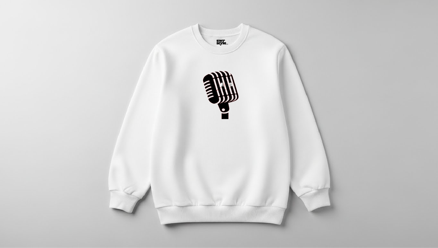 Microphone - Baskılı Unisex Sweatshirt - Regular Kalıp
