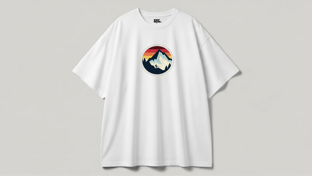 Mountain - Baskılı Unisex Tişört - Oversize Kalıp
