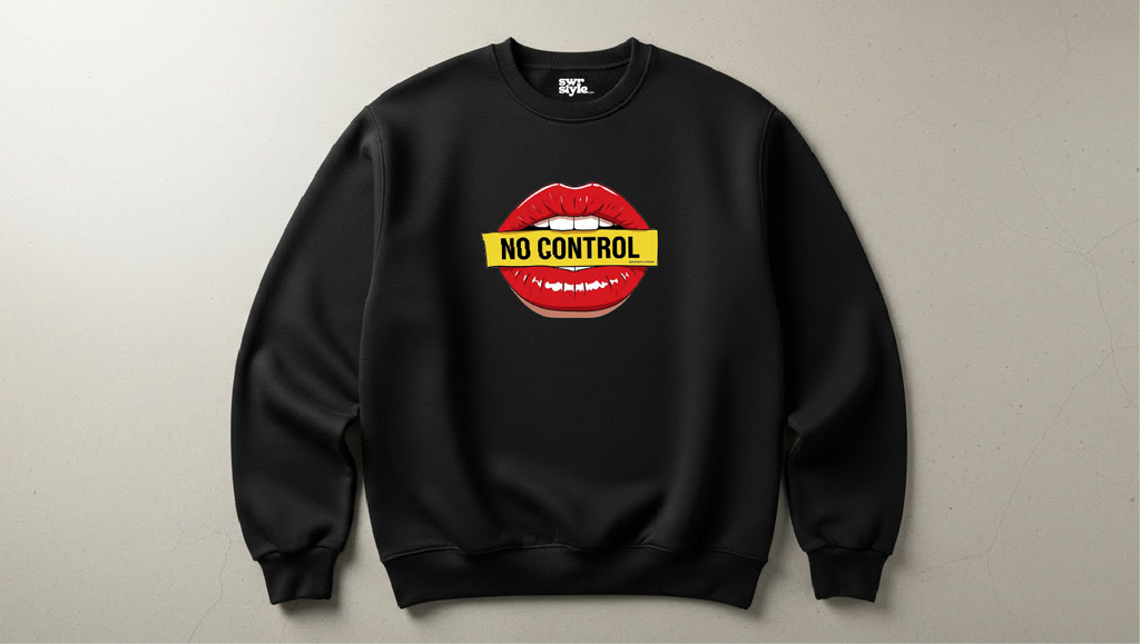 No Control - Baskılı Kadın Sweatshirt - Regular Kalıp