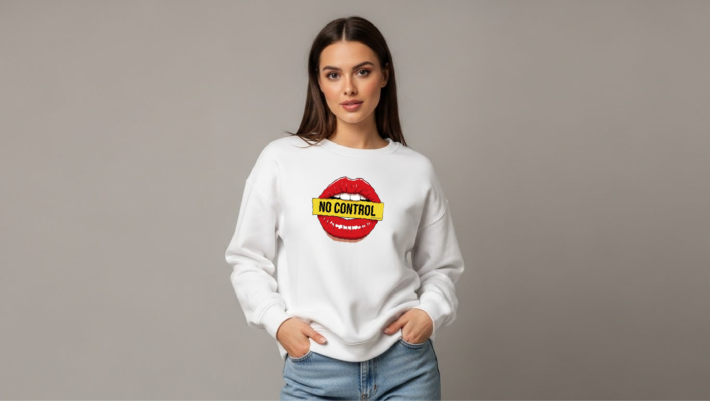 No Control - Baskılı Kadın Sweatshirt - Regular Kalıp