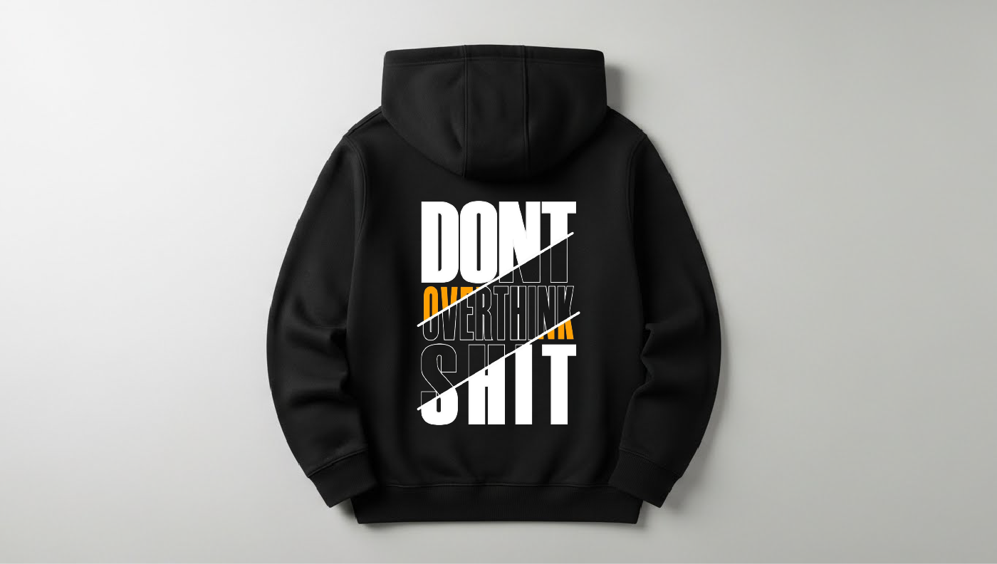 Overthink - Baskılı Unisex Hoodie - Regular Kalıp
