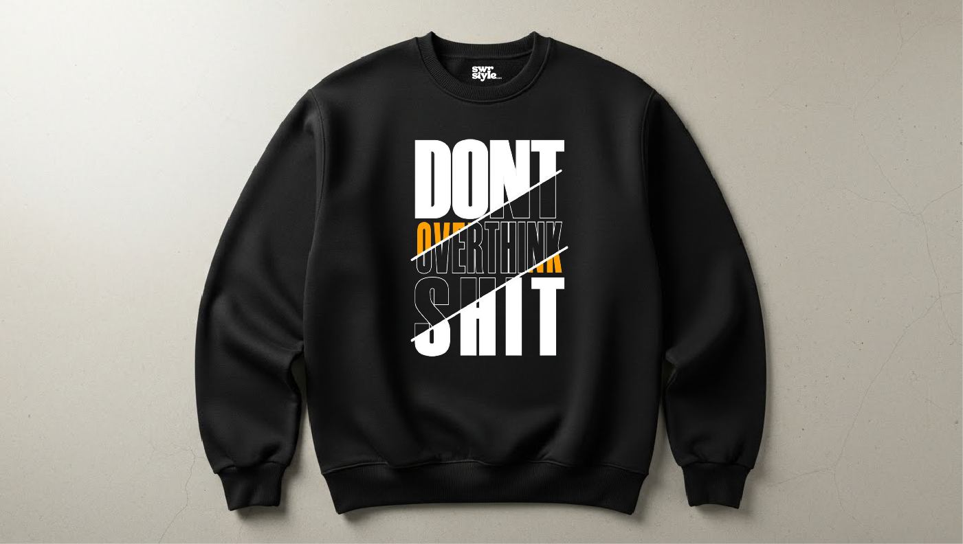 Overthink - Baskılı Unisex Sweatshirt - Regular Kalıp