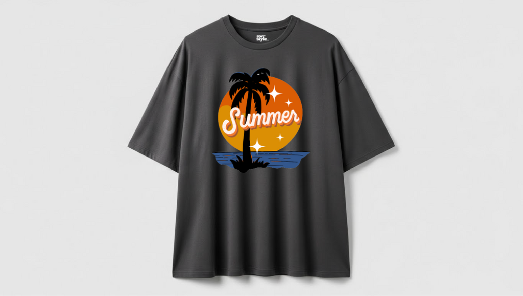 Summer - Baskılı Unisex Tişört - Oversize kalıp