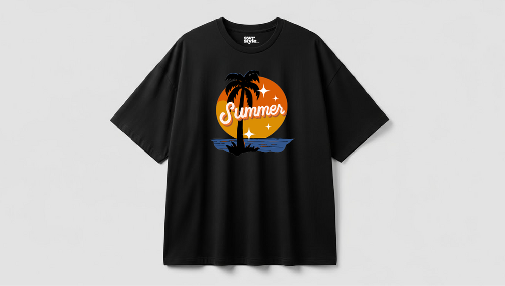 Summer - Baskılı Unisex Tişört - Oversize kalıp