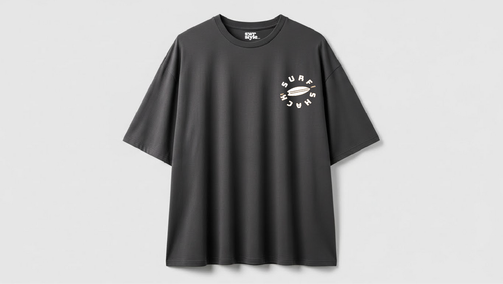 Surf Shack - Baskılı Unisex Tişört - Oversize kalıp